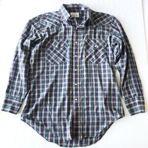 SILVER SPUR Vintage Pearl Snap Plaid Long Sleeve Western Shirt Mens Large